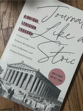 Journal Like a Stoic Paperback - White with Blush Accents
